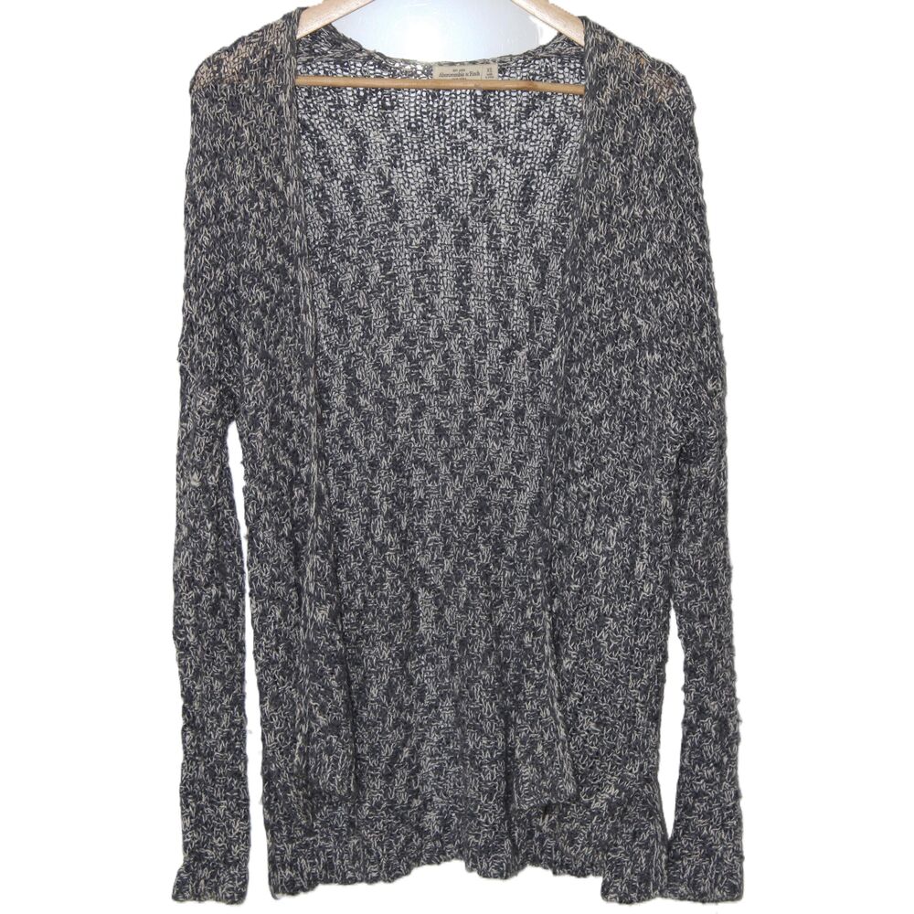 Womens Abercrombie & Fitch Heather Gray Long Sleeve Cardigan Sweater Size XS